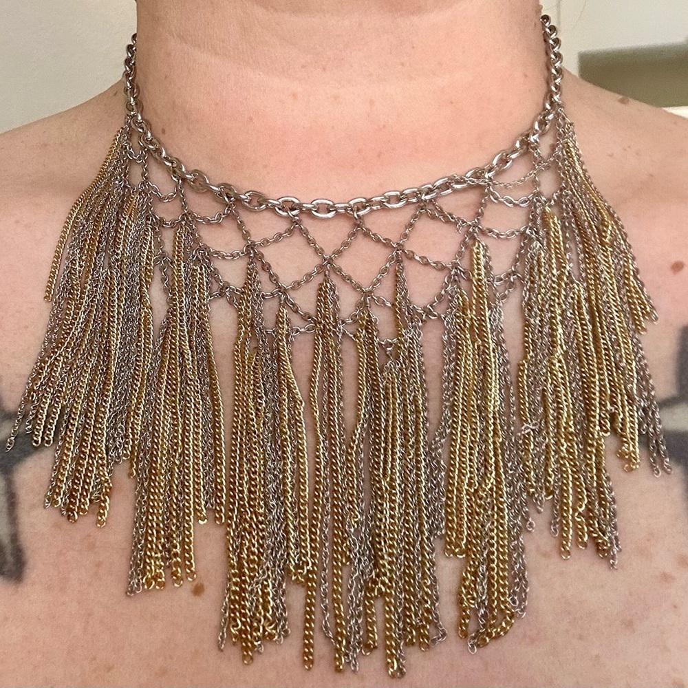 Silver with gold choker necklace 1990’s vintage